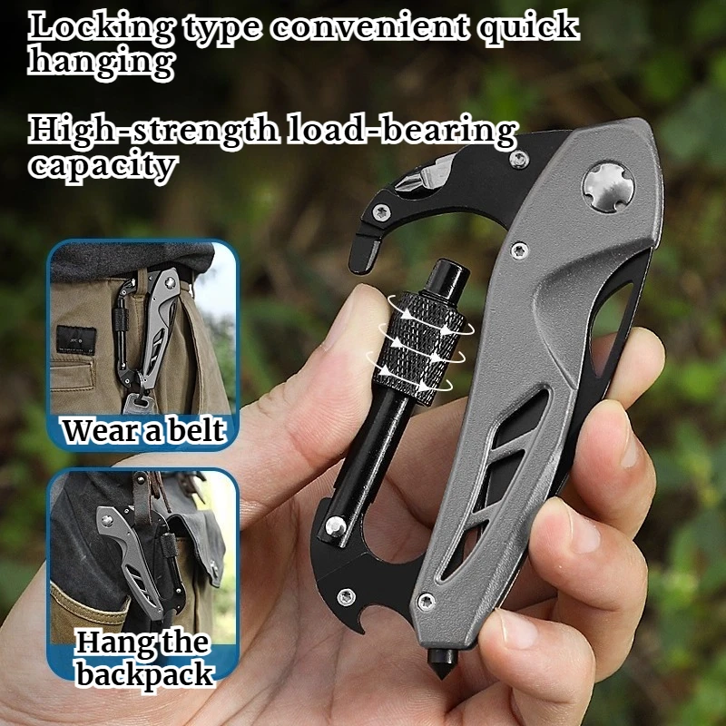 

NEW Mountaineering Buckle Survival D-type Lock Hook Outdoor Camping Emergency Portable Multi Functional EDC Tool Multi Purpose