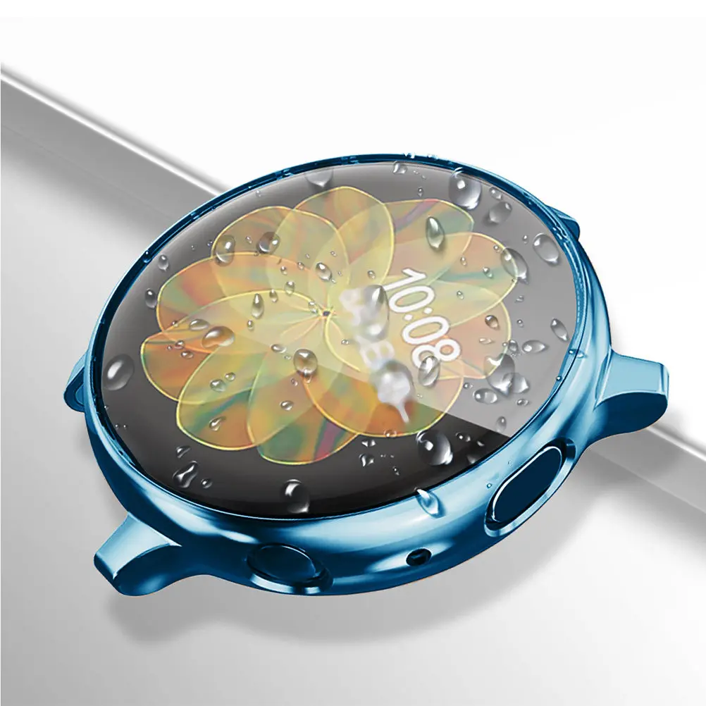 Electroplate Protective Watch Case Cover Flexible Tpu Frame Scratch-Resistant Compatible 2 Cyan 40Mm