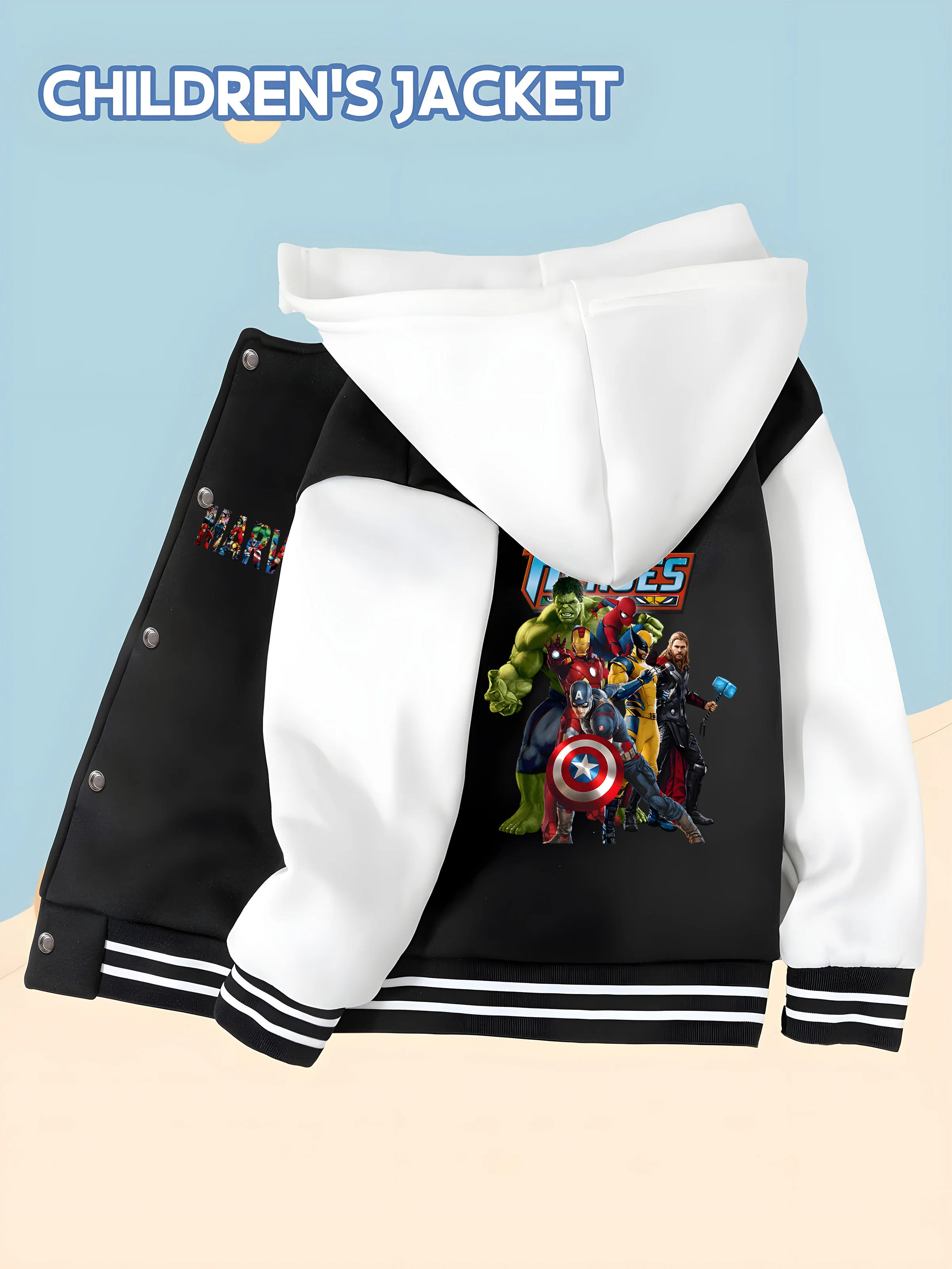 

MINISO Marvel Boys Baseball Jacket - Avengers Heroes Assemble soft fabric, daily wear, trendy