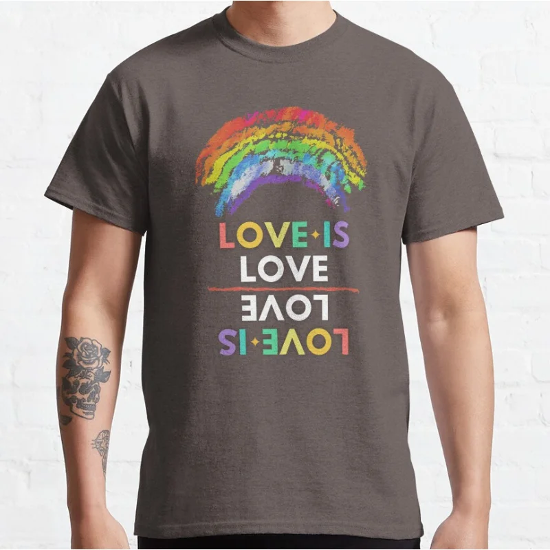 Love is Love lgbtq pride month gift clothing Short-sleeve crewneck T-shirt for men large size Adult Tops S-6xl