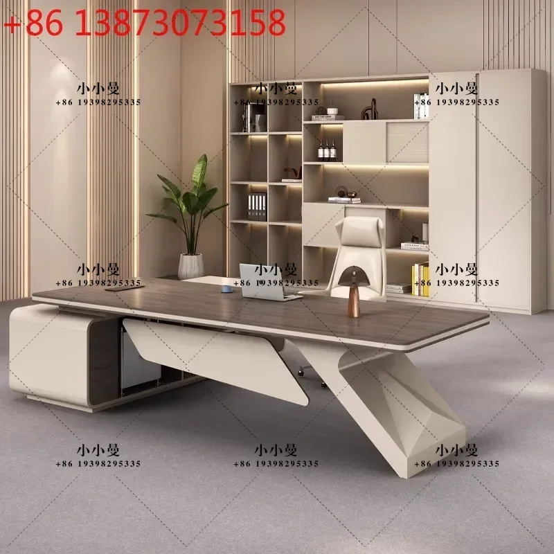 A lightly luxurious, sophisticated office desk that combines vintage simplicity with modern minimalism