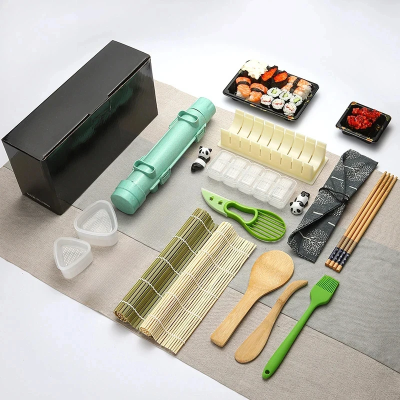 Sushi Maker Set Machine Sushi Mold Bazooka Roller Kit Vegetable Meat Rolling bamboo mat DIY Rice and Vegetable Roll Sushi Mold S