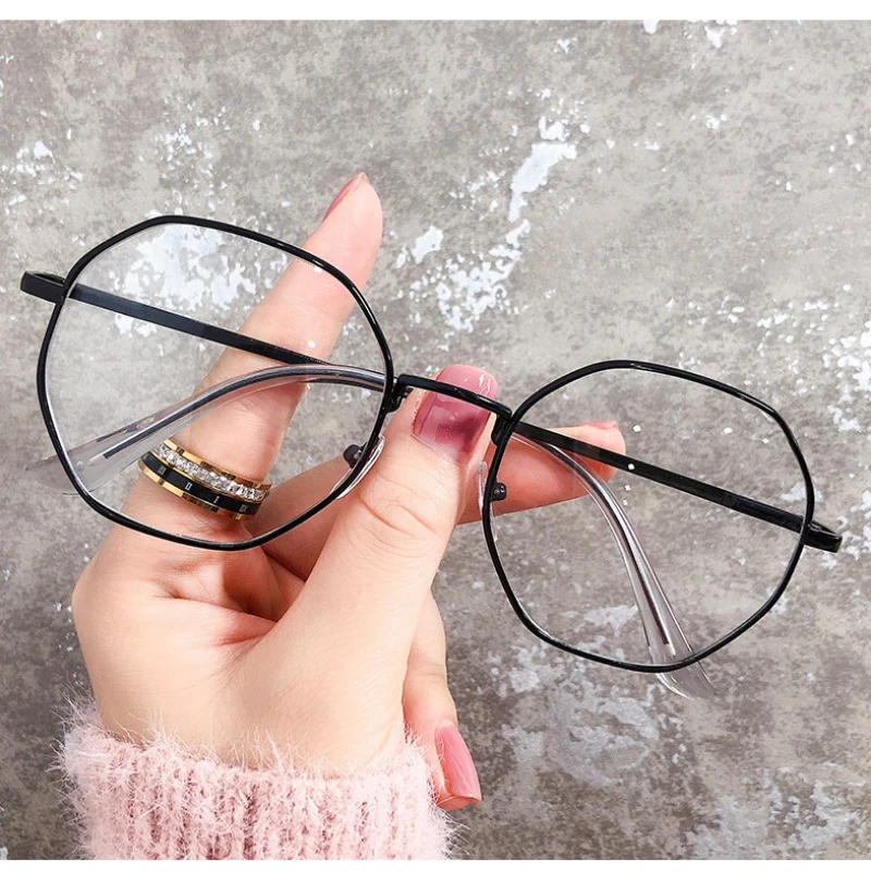 

Myopia Glasses for Women Men Retro Blue Light Blocking Computer Glasses Polygon Metal Thin Frame Optical Eyeglasses 0 To -600