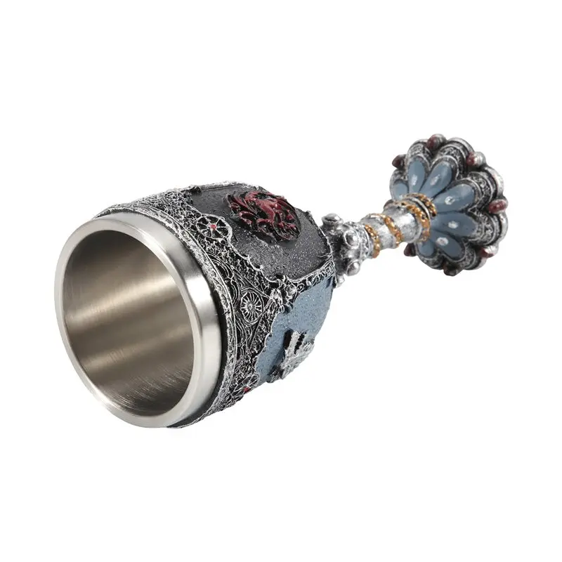 TFTP-Medieval Knight Badge Beer Mug Stainless Steel Resin Viking Red Wine Glass Medieval Wine Glass Utensils Tea Set Stemware