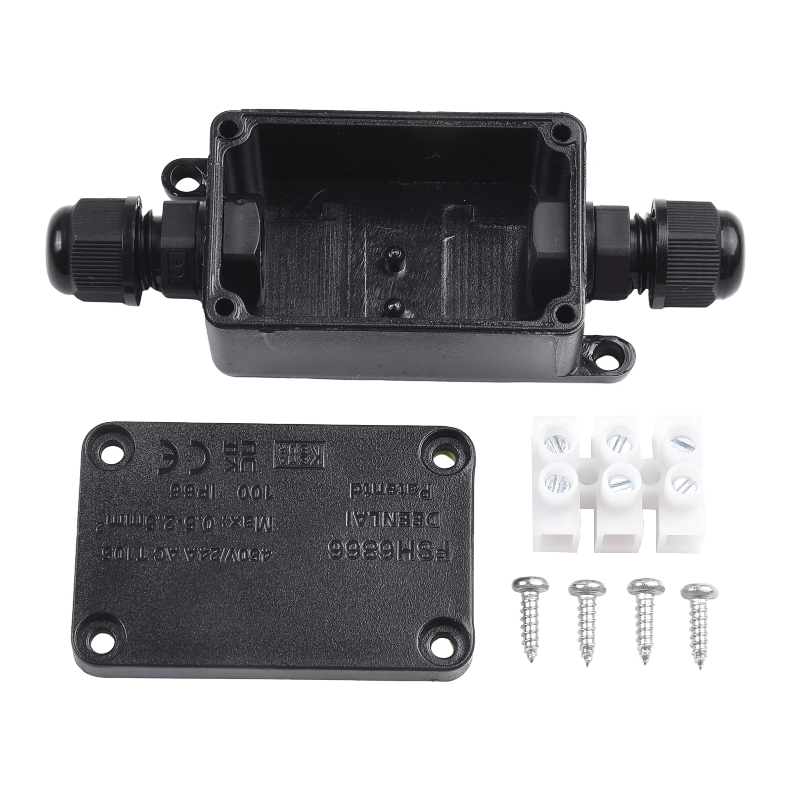 Box Junction Box 2 Ports 240-450V Black Junction Container Waterproof Junction Box For Home High-quality Practical