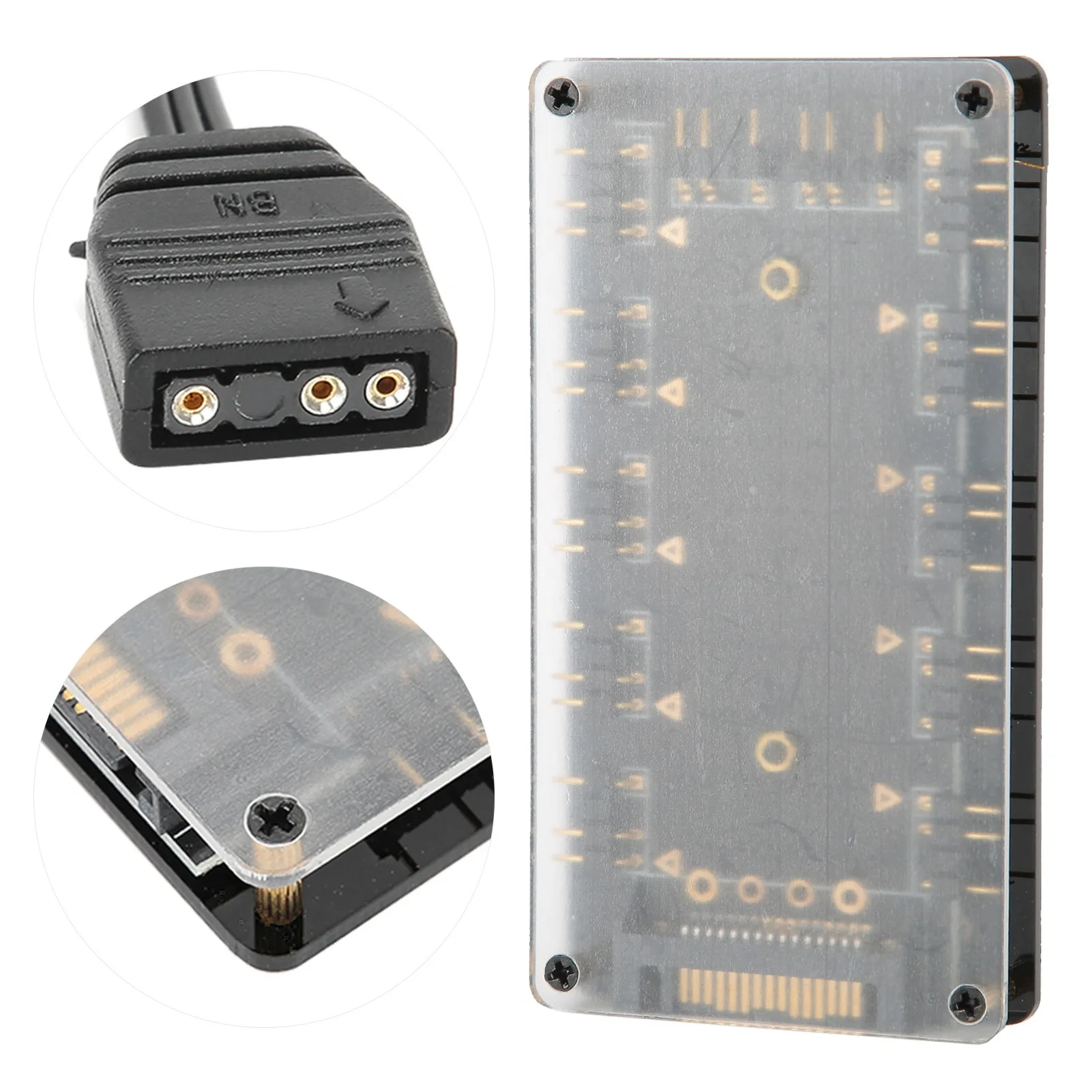 ตัวแยกฮับพัดลมสำหรับเมนบอร์ด ASUS/ AURA RGB 5V 3‑Pin 10‑in‑1 อินเทอร์เฟซขยาย 10‑in‑1 ตัวแยกพัดลม