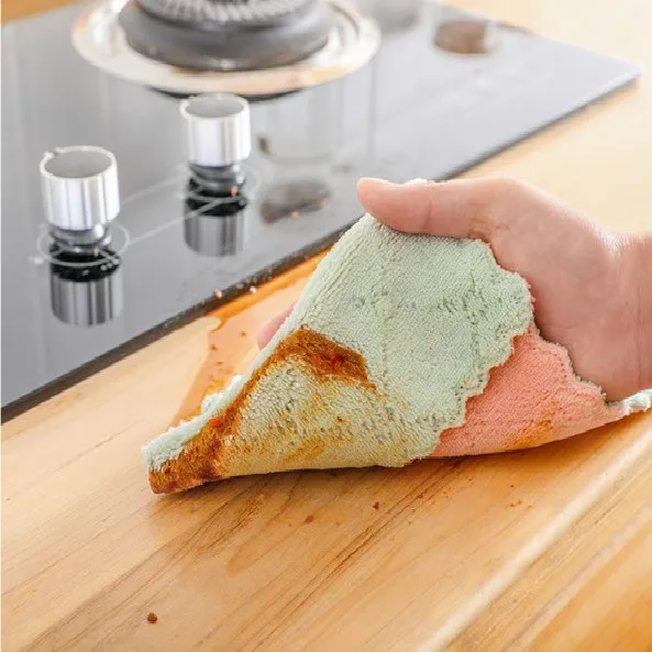 5pcs kitchen cleaning towels Absorbent thick cleaning cloth Wipe the table Kitchen towels wash dishes microfiber cloth