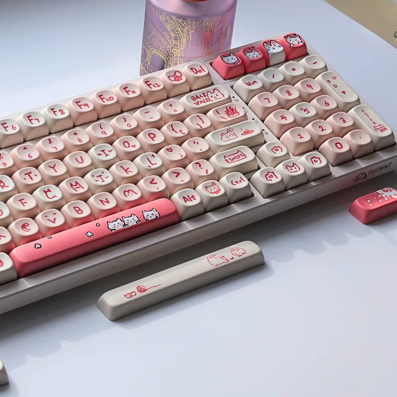 

riginal Pink Cat Mechanical Keyboard Keycaps MOA Customizable Mechanical Keyboard Keycaps
