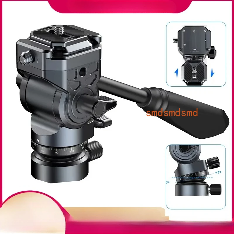 EH12 F38 Quick Release Fluid Video Head 360° Panoramic Gimbal Head Tilt -90° +55° w Detachable Handle for Tripod Shooting