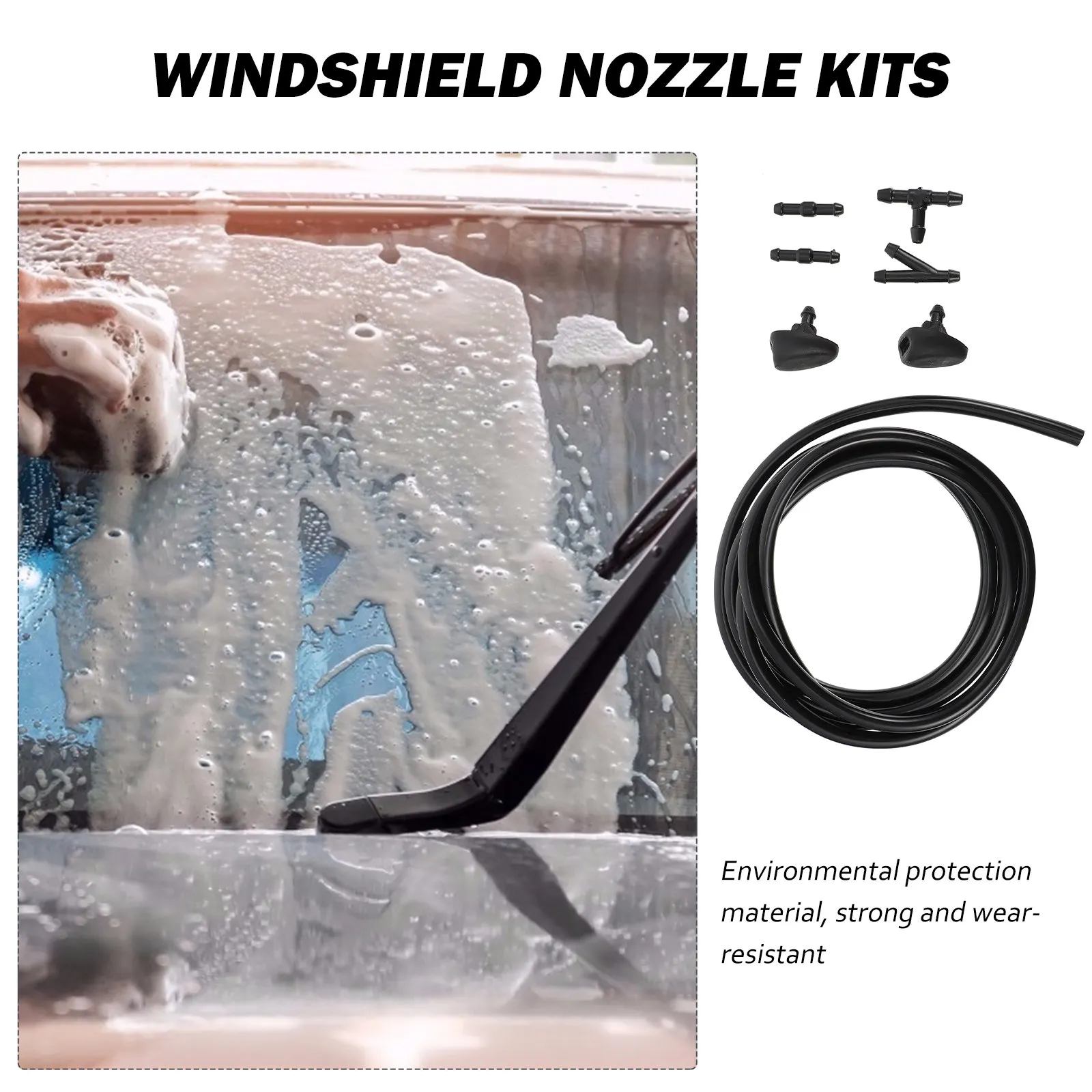 Windshield Washer Nozzle Kit 2 Sets – Premium Plastic Wide-Spray Cleaner for Cars and Vehicles