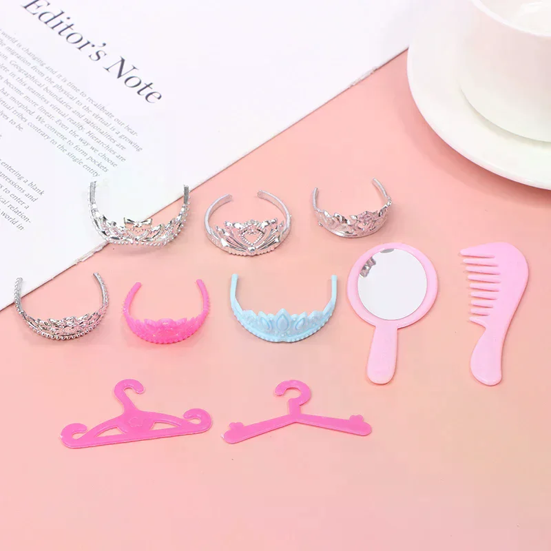 Pacote completo de acessórios para bonecas de 11 polegadas - coroa, brincos, colar e pulseiras galvanizadas