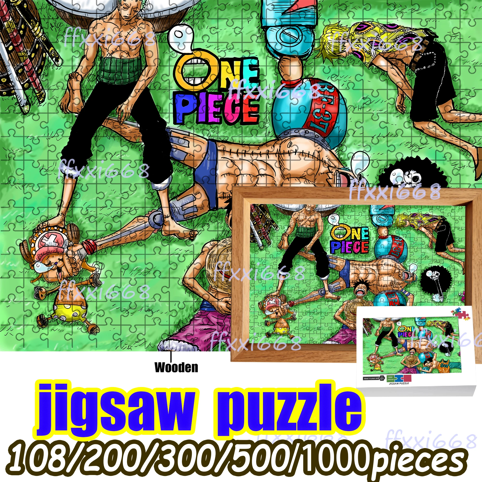 

One Piece Luffy Zoro Nami Chopper Jigsaw Puzzle 108/200/300/500/1000 Pieces Wooden Puzzle High Quality Gift Fun Birthday gift
