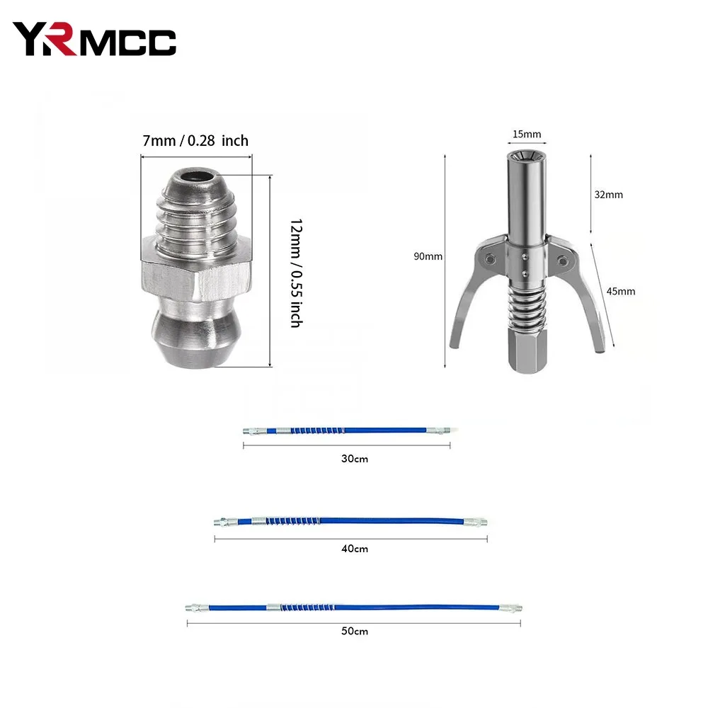 Grease Gun Coupler 10000 PSI NPTI/8 Grease Nozzle Extension Hose Oil Pump Quick Release Grease Tool Kit Syringe Car Repair Tools