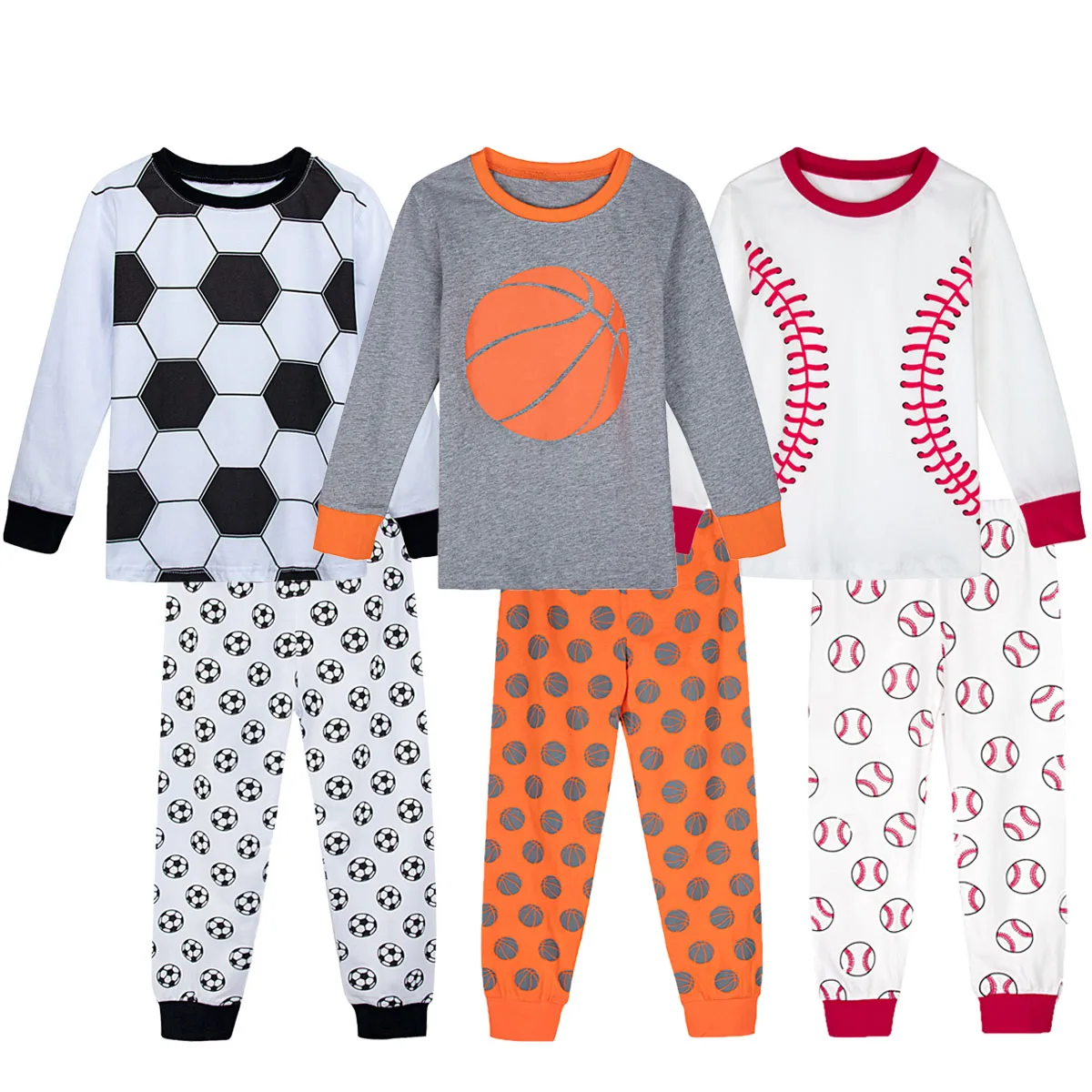 Pajamas for Kids Toddler Boys Football Basketball Baseball Sleepwear Set Infant Halloween Carnival Sport Nightwear