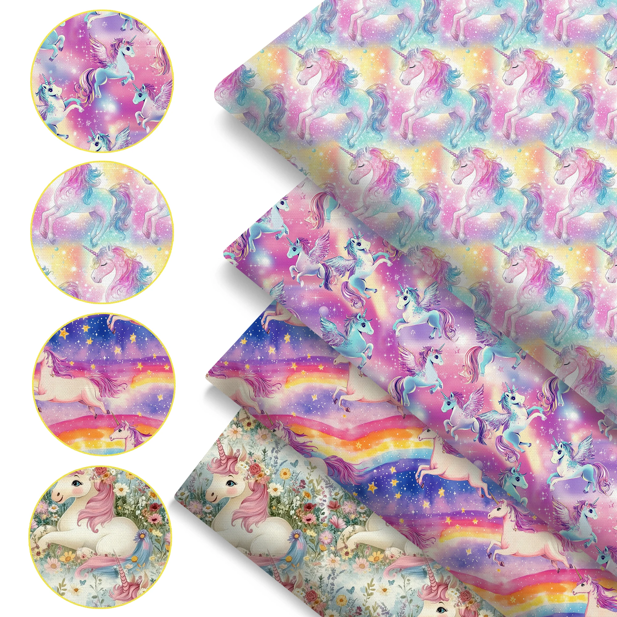 Pre-cut 4Pc/set 7.87x7.87inch(20x20cm) unicorn series Precut Quilting Fabric Fat Quarter Fabric Bundle