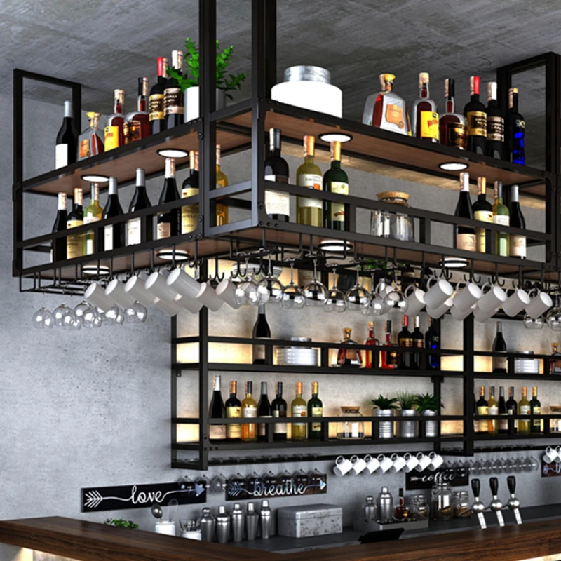 Industrial Style Hanging Bar Cabinet Storage Standing Restaurant Minimalist Wine Rack Fashion Booth Vitrine Home Bar Furniture