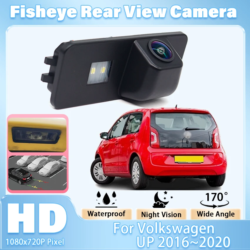 

Камера заднего вида для Volkswagen UP для VW UP 2016 2017 2018 2019 2020 HD CCD обратная резервная парковка ночного видения объектив «рыбий глаз»