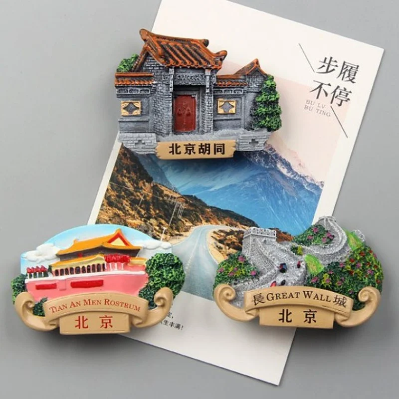 3D pechino souvenir da viaggio magneti da frigo cina pechino la grande parete souvenir turistici adesivi magnetici per frigorifero