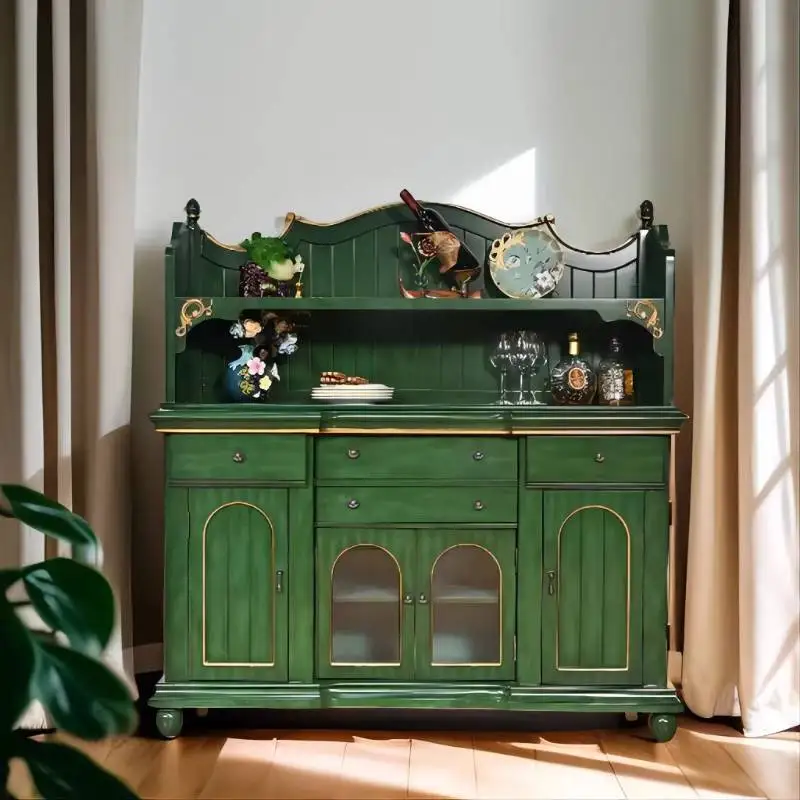 

Dustproof Green Kitchen Cabinet Display Wooden Japanese Decoration Kitchen Cabinet Luxury Modern Szafka Kuchenna Furniture Home