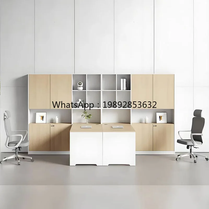 LYY Eco-friendly Board Financial Staff Desk and Chair Set Manager  with High Cabinet Storage Accounting Office Desk