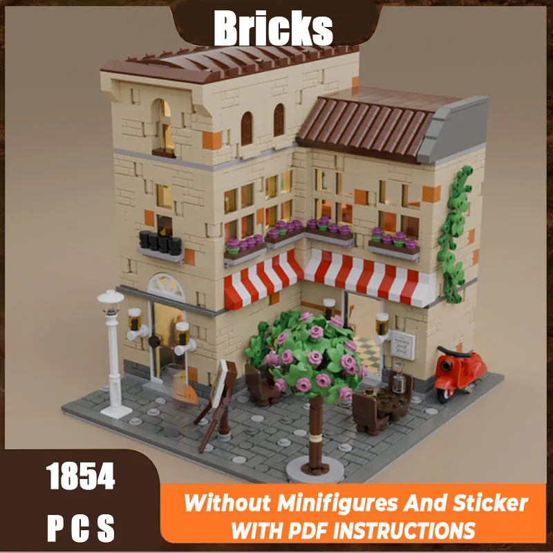 

2025 New Moc Building Block Model Italian Street Restaurant Modular Building Block Gift Children's Toy DIY Assembly Set