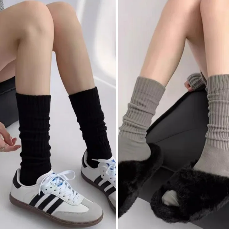 Y2K Soft Autumn Stacked Socks Women Versatile Loose Middle Cylinder Pile Up Sock Girls High Stretch Hosiery Winter Stockings image 3