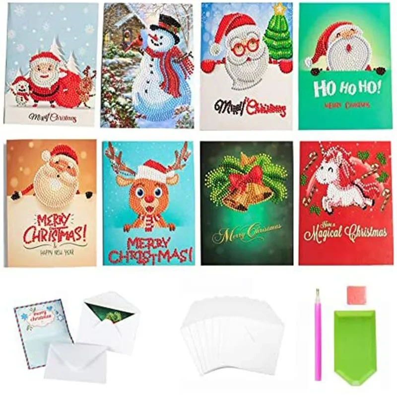 5D Diamond Painting Card  DIY Greeting Cards Handmade Christmas Gift Dot Diamond Card Handmade Production Christmas Cards