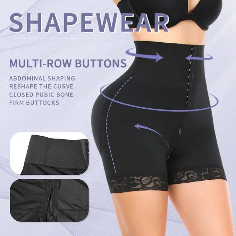 

Women Shapewear Tummy Control Body Shaper Shorts Faja Butt Lifter Panties with Lace Trim