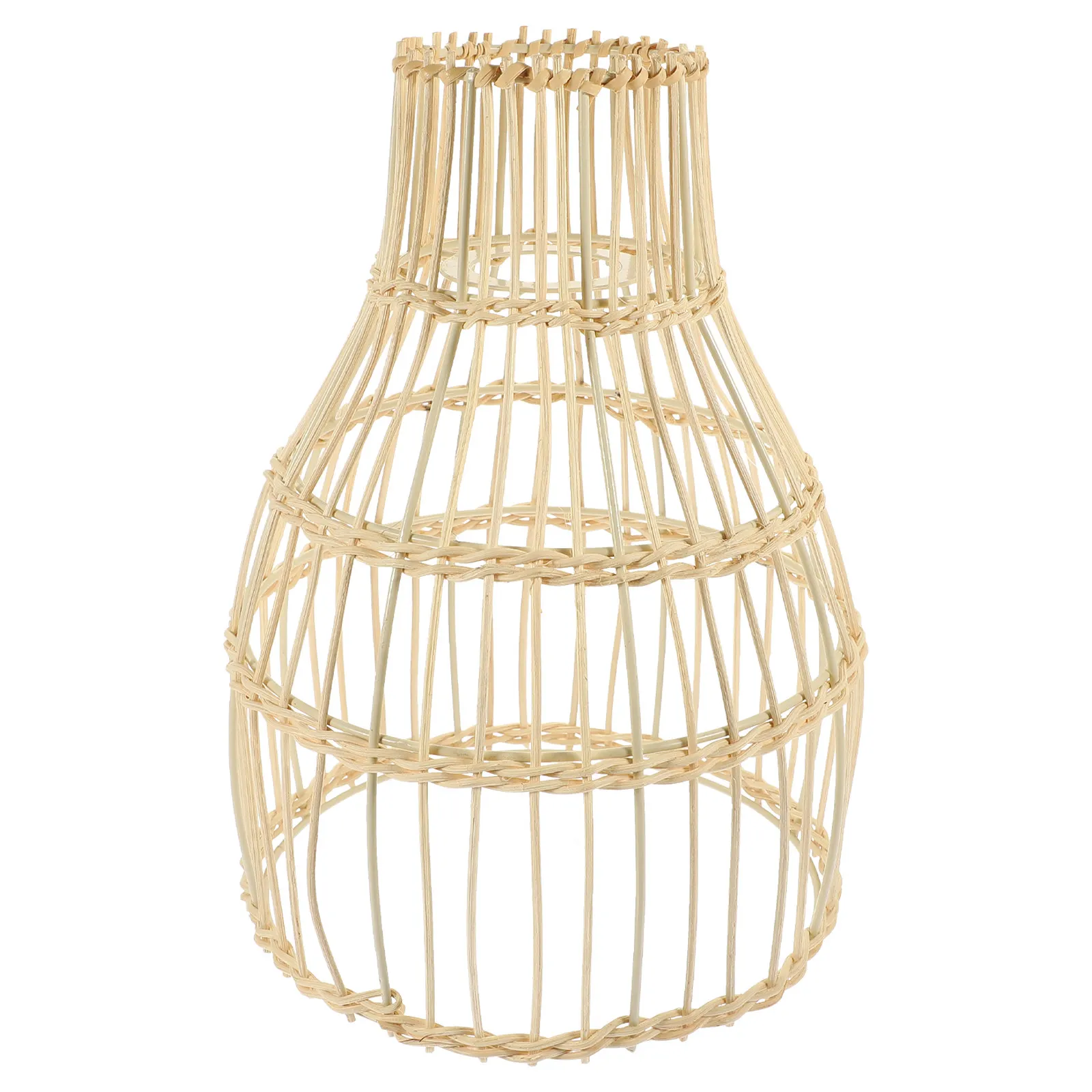 Rustic Rattan Lampshade Hand-Woven Pendant Light Cover Ceiling Lamp Shade for Home Restaurant Coffee Shop Hotel Decoration
