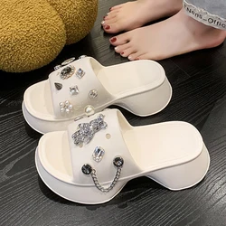 Women Summer Slippers Shine Bear Decoration Platform Sandals Outside Vacation Beach Non-Slip Slides Flip Flop Casual Shoe Female