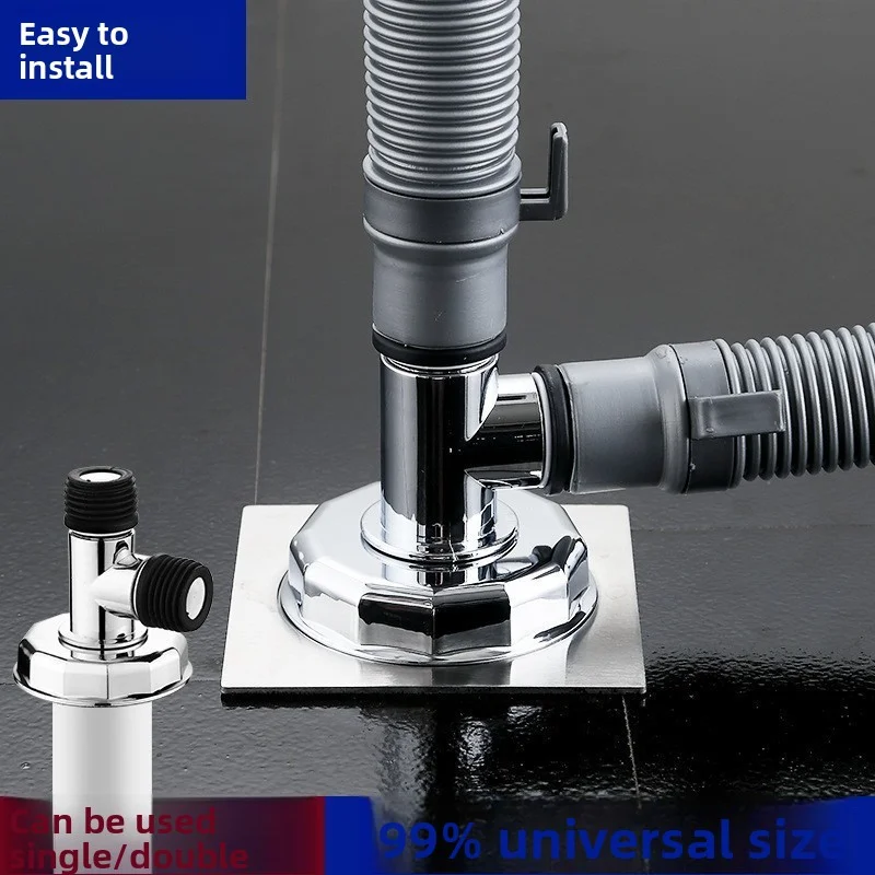 Double Use Anti-Odor Washing Machine Sink Drain Connector Dual Outlet Floor Drain Adapter Sewer Pipe Joint for Bathroom Plumbing
