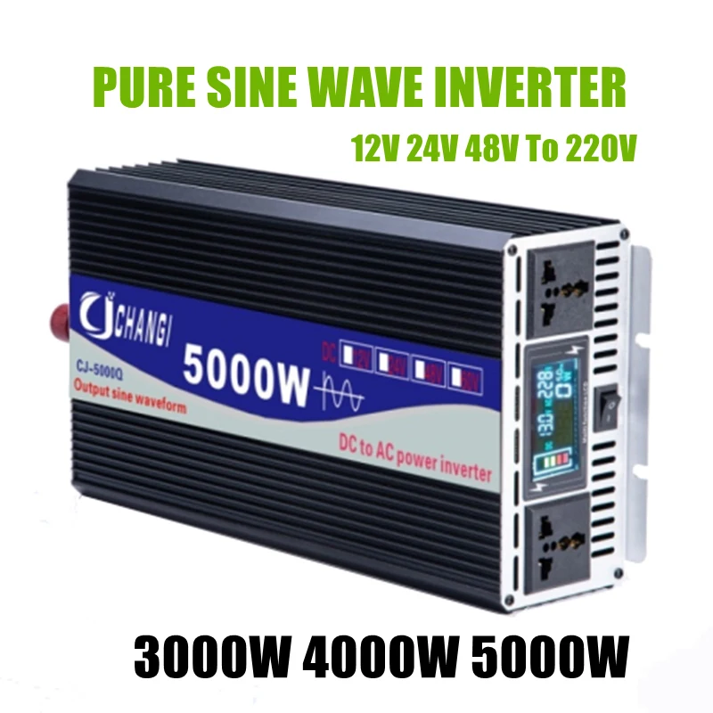 Pure Sine Wave Inverter 12V 24V 48V To AC 220V 3000W 4000W 5000W Voltage 50/60HZ Converter Solar Car Inverter