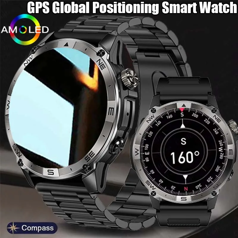 2024 New Outdoor GPS Men Smat Watch Bluetooth Call AMOLED Always Display Compass IP68 Waterproof Smart Watch For Huawei Xiaomi