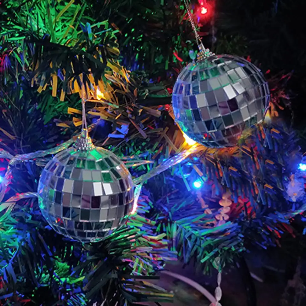 كرات عيد الميلاد فضية اللون معلقة حفرة مرآة كرات عاكسة شجرة عيد الميلاد الحلي 2023 هدية السنة الجديدة نويل نافيداد