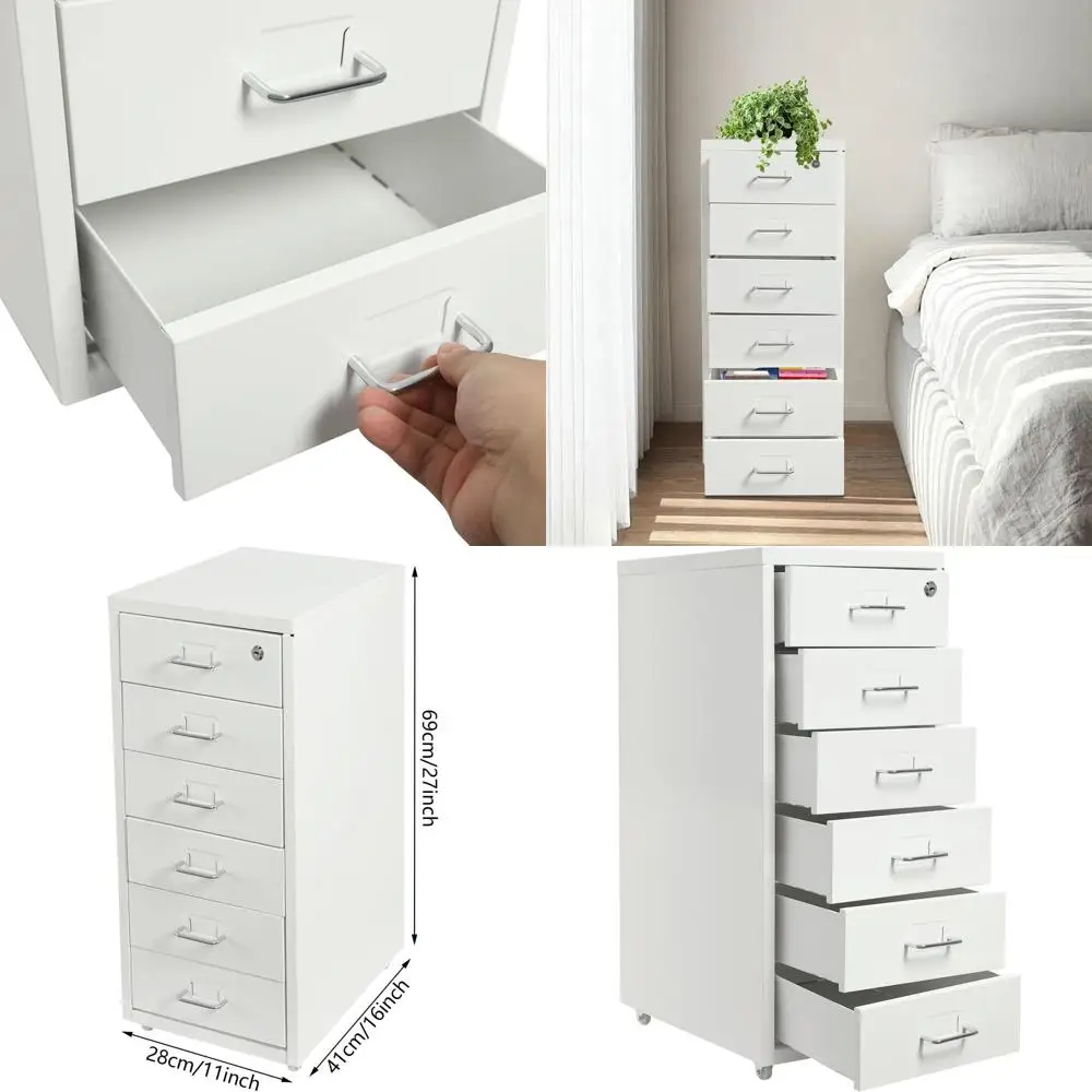 

Мобильный металлический шкаф для документов с замком, 6-секционный вертикальный органайзер для файлов форматов Legal/Letter/A4, белый, 17.64-22.05 фунтов/ящик