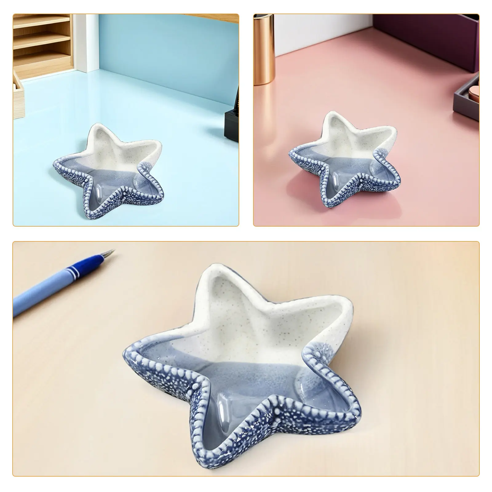 

1Pcs Sea Storage Plate Jewelry Organizer Home Decor Blue Modern Minimalist Multi Purpose Tray for Bedroom Living