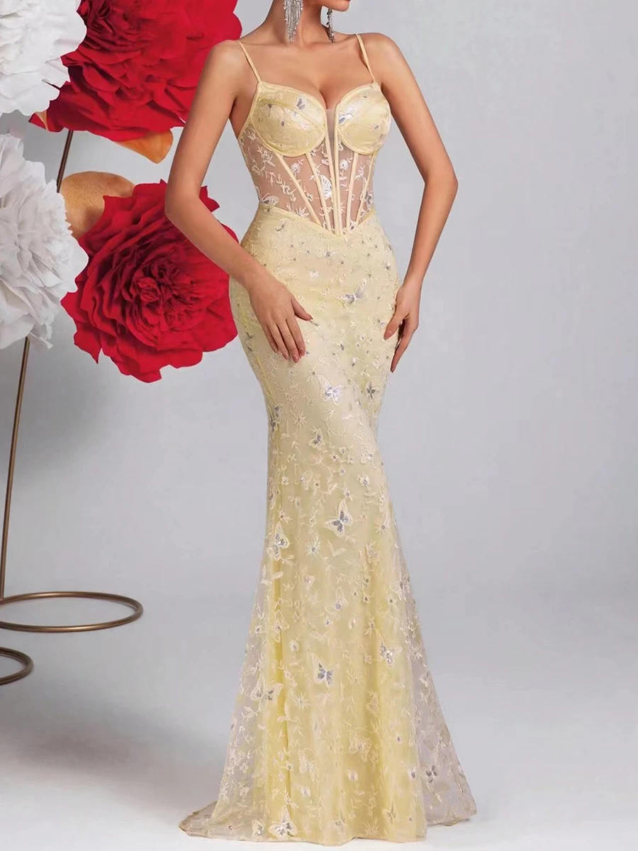 TWOTWINSTYLE, vestidos elegantes adelgazantes con bordado empalmado transparente para mujer, vestido largo tipo túnica sin mangas con cuello cuadrado, ropa femenina