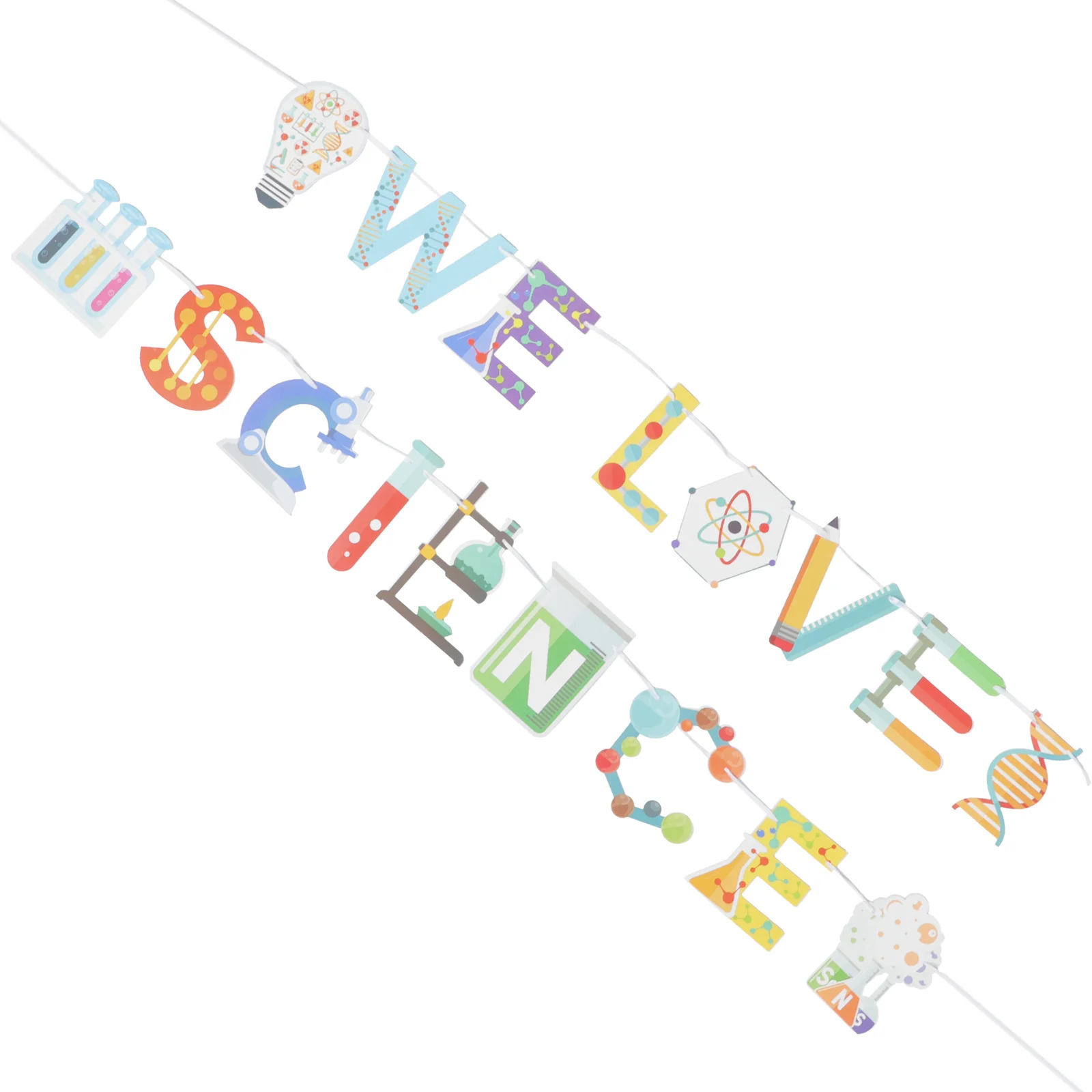 

FELTECHELECTR 2pcs Science Birthday Banner Party Decorations Pull Flags for Kids Boys Science Theme Party Supplies