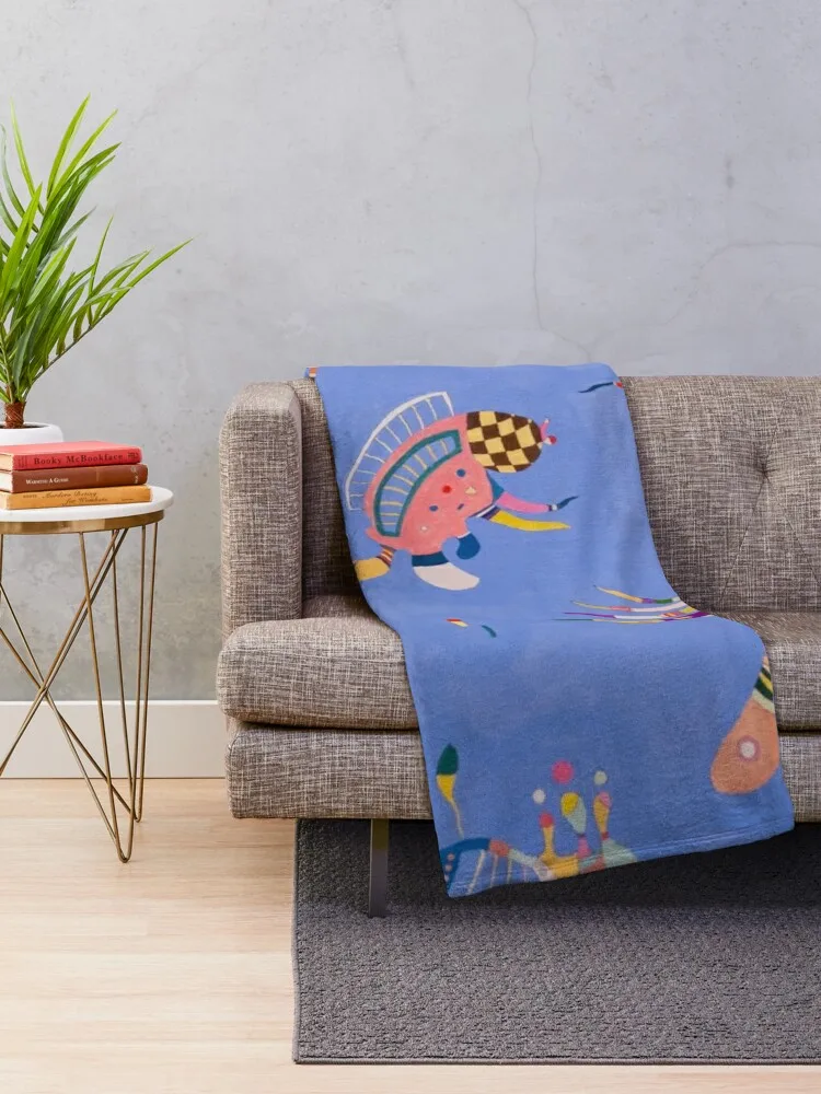 KANDINSKY HD - Sky Blue 1940 Throw Blanket Decorative Sofa Hair Cute Plaid Decorative Beds Blankets