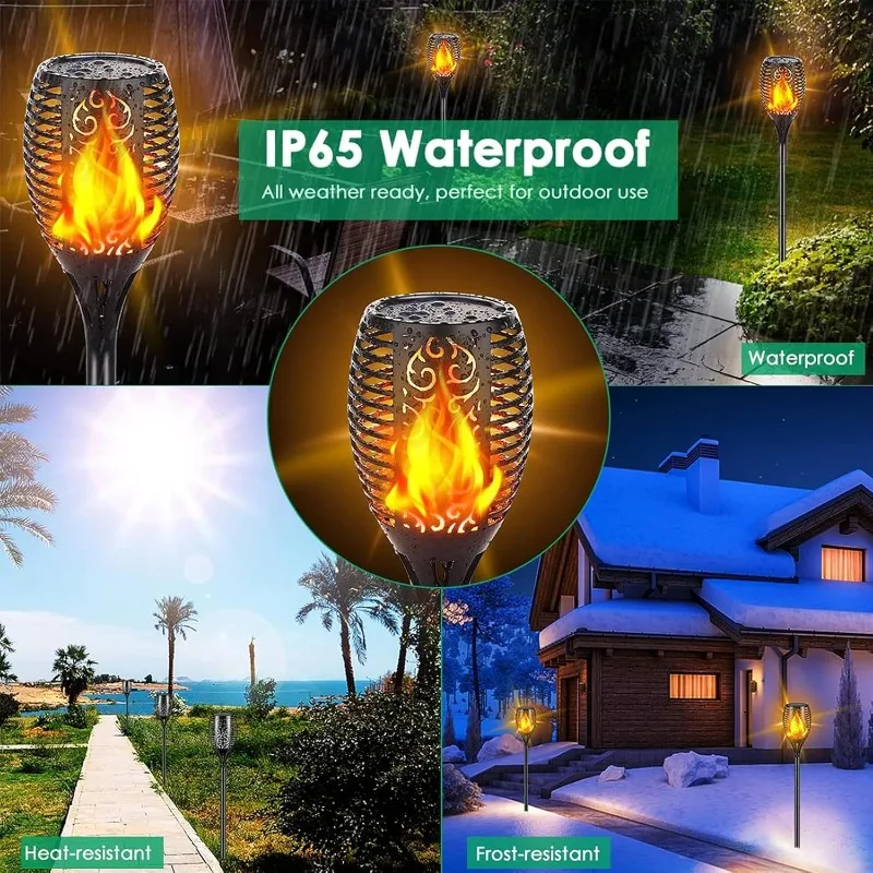 1/2/4/8Pack Solar Flame Torch Lights Flickering Light Waterproof Landscape Flame Lights Garden Decoration Outdoor Lawn Path Yard