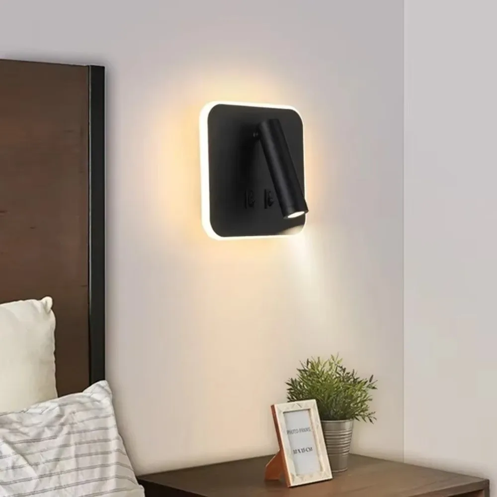 

Dual Switch LED Wall Light 350 Degree Rotating Wall Mounted Reading Wall Lamp Dimmable Square Rotating Light Bedhead Area