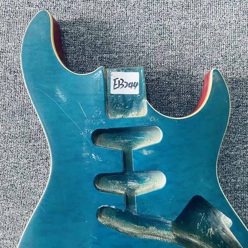 EB244 Custom Order ST Electric Guitar Blue Quilted Maple+Solid Ash Wood Unfinished for Replace and DIY