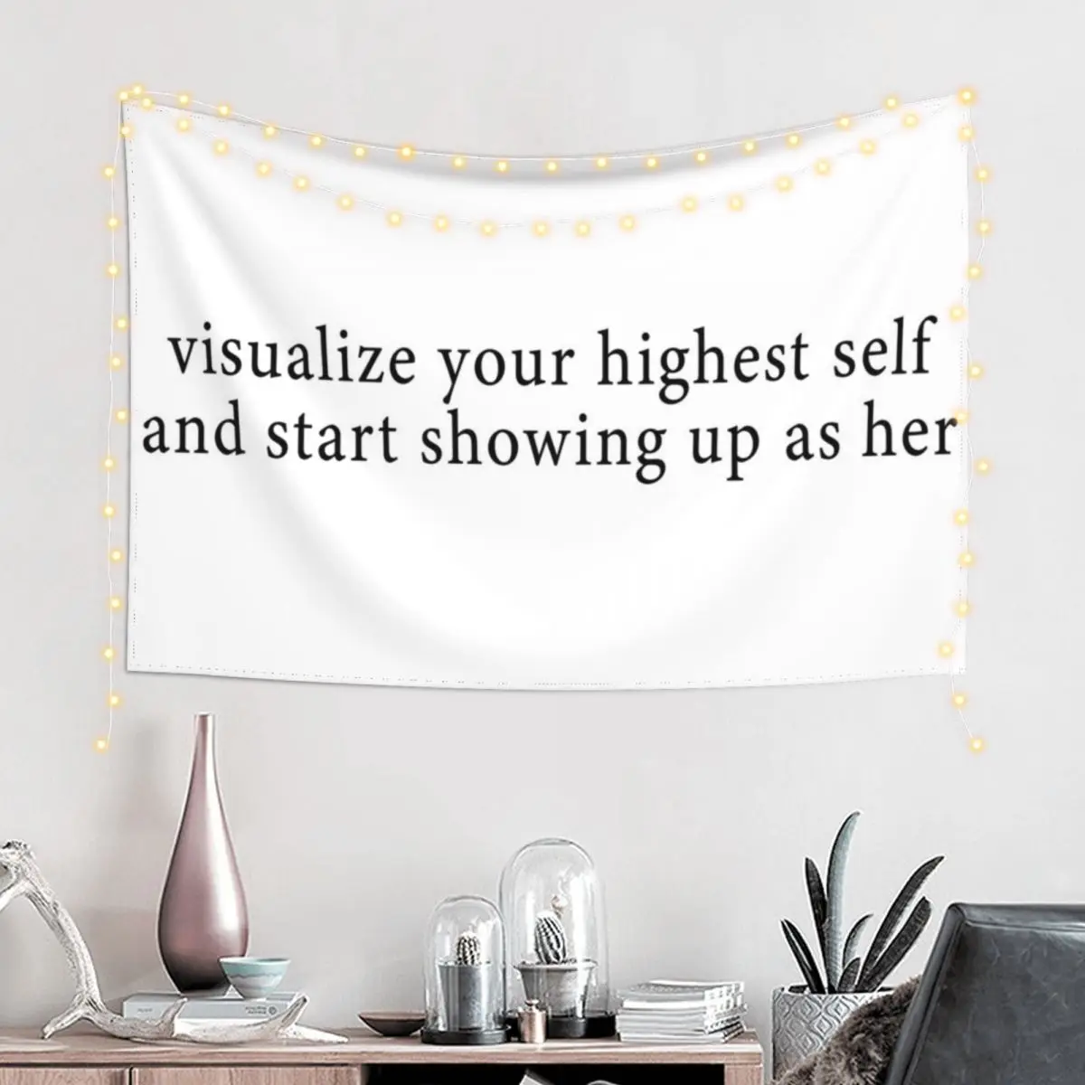 Visualize your highest self and start showing up as her Tapestry Room Decoration Korean Style Room Aesthetic Decor Tapestry