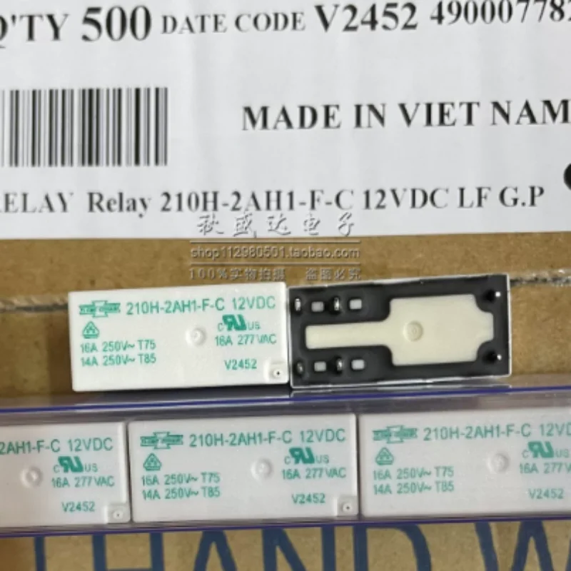 210H-2AH1-F-C 12VDC New Relay, 6-pin, 2 groups of normally open, 16A DC12V
