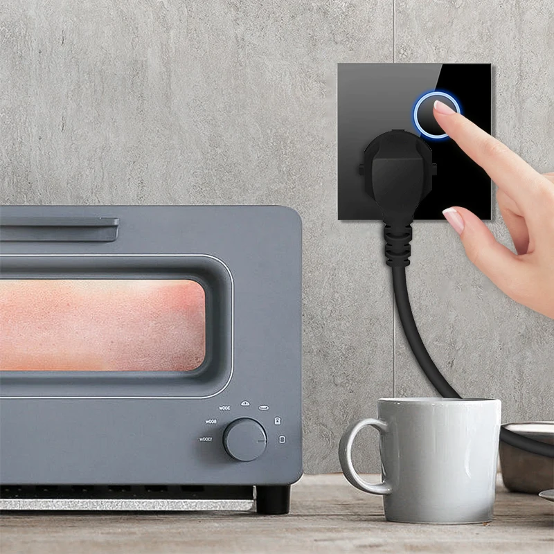 PSSRISE G12 EU UK FR Wall Switch Socket with LED Indicator USB Power Outlet Full Tempered Glass Panel Light Switch USB Socket