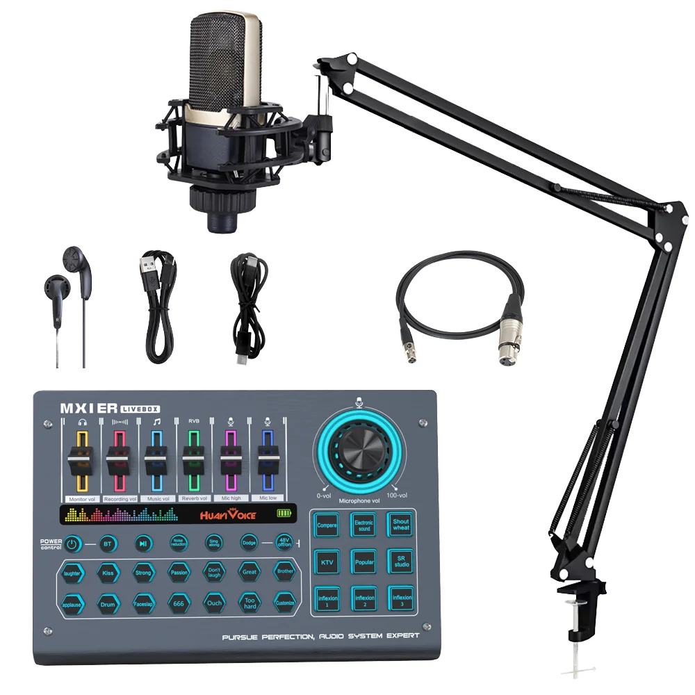 2026 new LENGTION Professional Sound Card Kit 48V Cannon Interface Wireless 3-Device Support Singing 20Hz-20kHz Frequency Respon