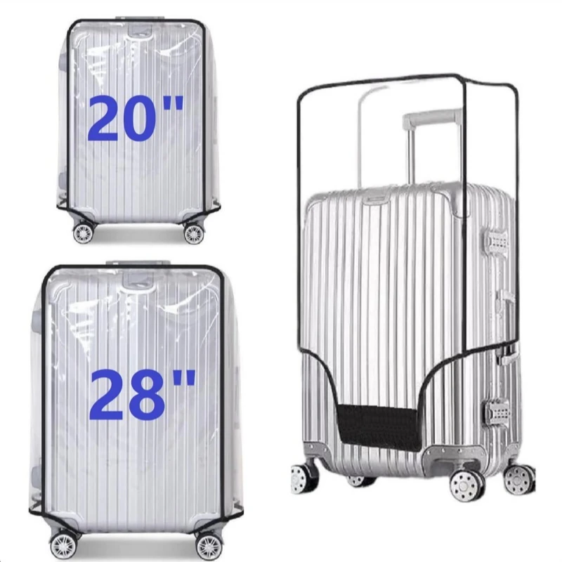Waterproof Wheeled Suitcase Dust Cover Clear PVC Suitcase Cover Protectors Transparent Luggage Covers Dustproof Travel Sleeve