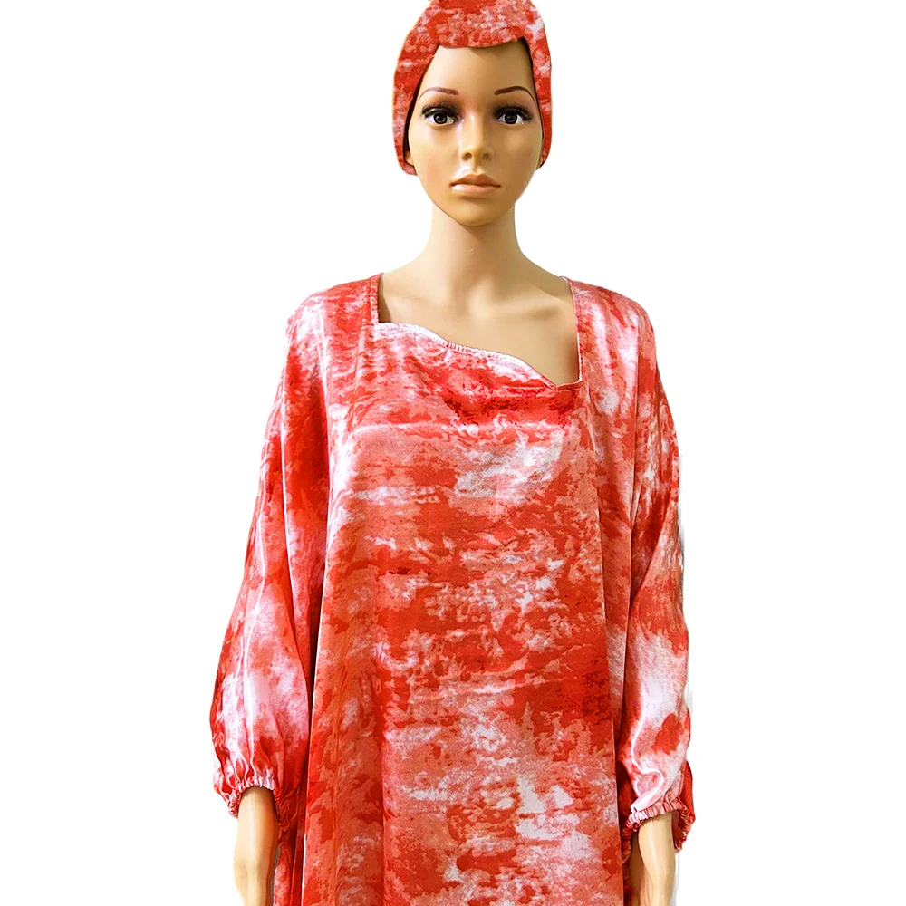 High Quality African Stain Silk Printing Dresses For Women Muslim Tradition Pajamas Chiffon Boubou Ankara Dashiki Kaftan Robe