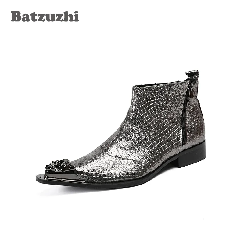 

Batzuzhi Luxury Italian Type Men Boots Fashion Leather Boots Men Ankle Party and Wedding Boots for Men Botas Hombre! Big Size 46