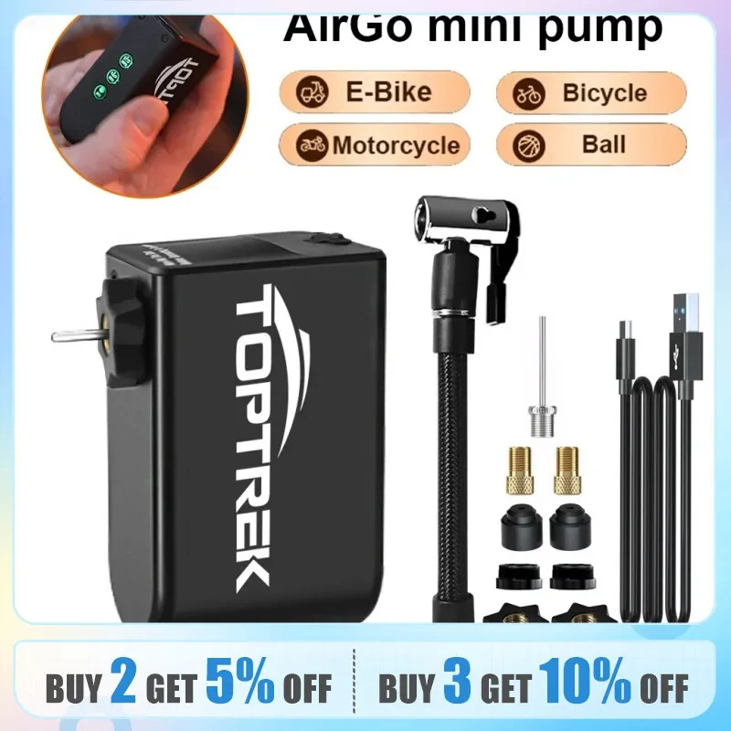 

Toptrek мини-электрический воздушный насос портативный 1260 мАч 100 фунтов на квадратный дюйм велосипедный насос Inflator Presta Schrader клапан дорожный MTB велосипед мотоциклетный насос